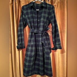 Navy and green plaid dress